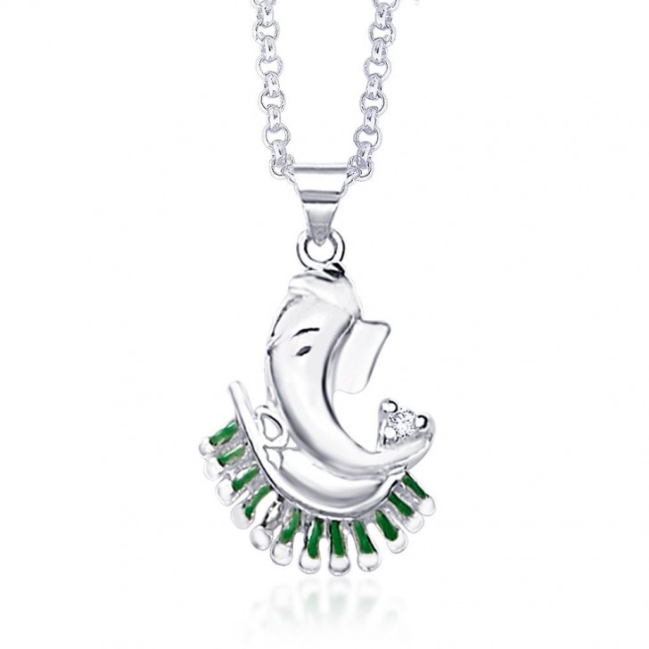 Sterling Silver Ganeshji Pendant For Unisex Silver JOCPD1215S