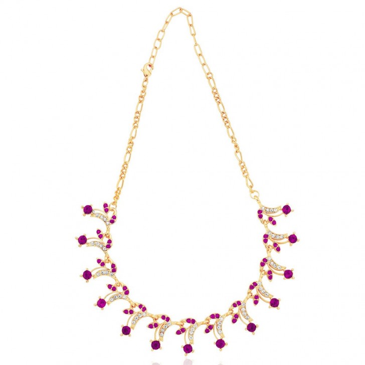 Pink and new arrivals white stone necklace