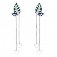 925 sterling silver Leaf Shape Drop Earrings for Women JOCCBER266I-02