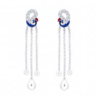 925 sterling silver Designer Peacock Drop Earrings for Women JOCCBER266I-06
