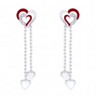 925 sterling silver Double heart Drop Earrings for Women JOCCBER266I-07