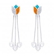 925 sterling silver Lotus design Drop Earrings for Women JOCCBER266I-08