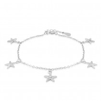 925 Sterling Silver CZ Adorn Star Charm Bracelet For Women BR1342R JOCBR1342R
