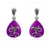 Xcite Pear Drop Shape Purple Enamel Earrings For Women JOCBYER053PU