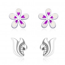 925 Sterling Silver Combo Set of Floral and Abstract Earrings for Women  JOCCBER134136-15