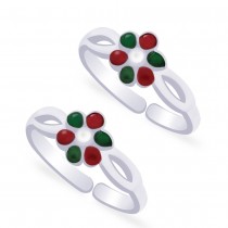925 Sterling Silver Multicolor Enamel Toe Ring for Women JOCCBTR012I-001