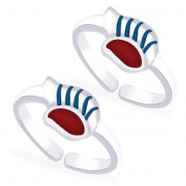 925 Sterling Silver Multicolor Enamel Abstract Design Toe Ring For Women JOCCBTR012I-04
