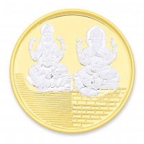 Gold Plated 999 Silver Lakshmiji with Ganesha 10 Gram Coin JOCCOIN-GNLX10GM