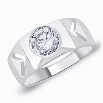 925 Silver Solitaire CZ Band Ring For Men's JOCFR1244R9