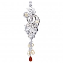 Floral Designer Ladies Keyring With White CZ And Pearl 925 Sterling Silver JOCKC1120S