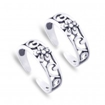 925 Sterling Silver Floral Toe Ring For Women JOCLR1034A