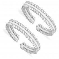 925 Sterling Silver Twisted Wire Toe Rings For Women JOCLR1059S