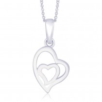 925 Sterling Silver CZ Double Heart Pendant For Women's JOCPD1507S