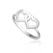925 Sterling Silver Double Heart Finger Ring