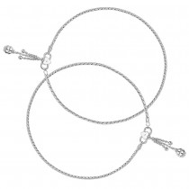 Single Line Plain Ending with Charm 925 Sterling Silver Anklet For Women