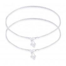 925 Sterling Silver Venetian chain Ending With Charm Anklet For Women