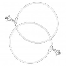 Single Line Plain Ending with Charm 925 Sterling Silver Anklet For Women