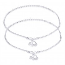 925 Sterling Silver Wheat Chain Ending With Charm Anklet For Women