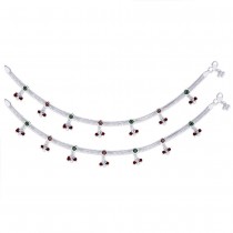 sterling silver Red Beads Anklet for Women