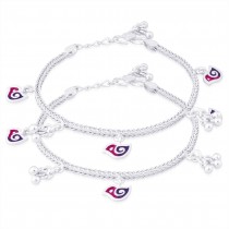 925 Sterling Silver Bird Charms Kids Anklet 