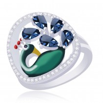 925 Sterling Silver Peacock Finger Ring for women