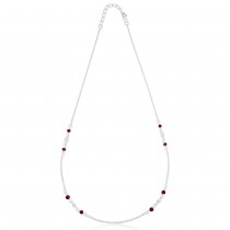 Ball Red Beads in 925 Sterling Silver Long Chain For Women 