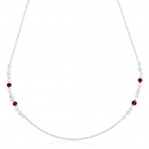 925 Sterling Silver Ball & Red Beads Long Chain For Women 
