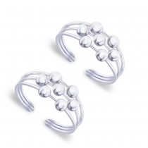 Silver Ball 925 Sterling Silver Toe Ring For Women