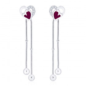 925 sterling silver Heart Design Drop Earrings for Women JOCCBER266I-01