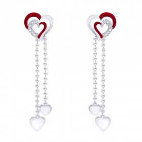 925 sterling silver Double heart Drop Earrings for Women JOCCBER266I-07