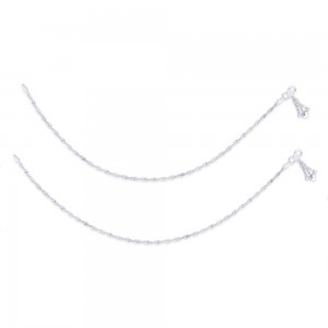 Single Line Twisted Ending with Heart Charm 925 Silver Anklet For Women JOCAN0568S