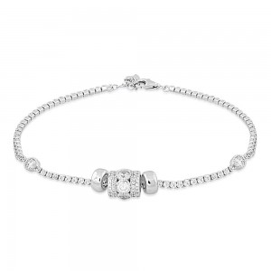 925 Sterling Silver Floting CZ Beads Charm Bracelet For Women BR1330R JOCBR1330R