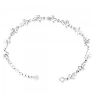 925 Sterling Silver CZ Heart Interlock Bracelet for Women BR1351R JOCBR1351R