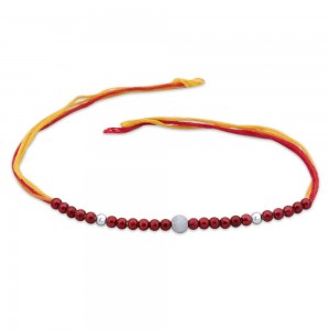 925 Sterling Silver three Ball with wooden beads Thread Rakhi JOCBRR0314S