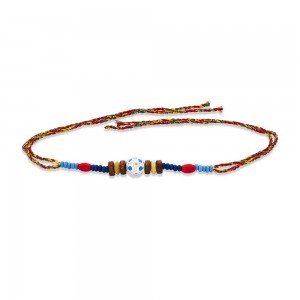 925 Sterling Silver One Ball with Wooden Beads Thread Rakhi JOCBRR0389S