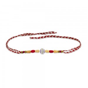 925 Sterling Silver One Ball with Wooden Beads Thread Rakhi JOCBRR0397S