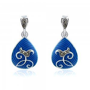 Xcite Oval shape blue color earrings for Women JOCBYER053BU
