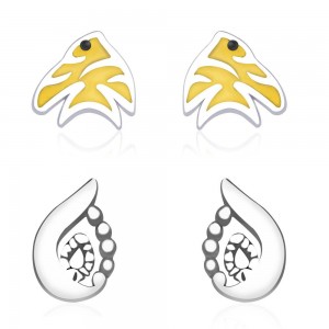 925 Sterling Silver Combo Set of Fish & Abstract Earrings for Kids JOCCBER134136-03