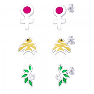 Combo Of 3 Baby Earrings With Fish,Leaf And Venus Sign Designs JOCCBER136-002