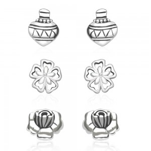 925 Sterling Silver Kids Combo of Floral and Kailesh designs earrings  JOCCBER137I-005