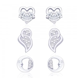 925 Sterling Silver Combo of Abstract and Floral designs earrings for Women JOCCBER155I-002