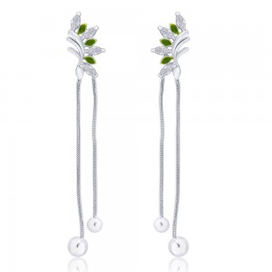 925 sterling silver Half Leaf design Drop Earrings for Women JOCCBER266I-05