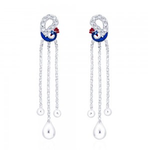 925 sterling silver Designer Peacock Drop Earrings for Women JOCCBER266I-06