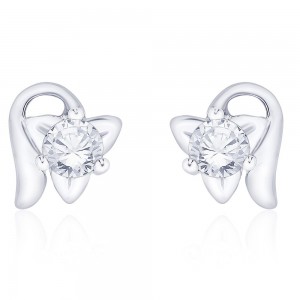 925 Sterling Silver CZ Half Floral Stud Earrings for Women JOCCBER267I-04
