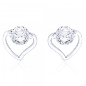 925 Sterling Silver CZ Heart Stud Earrings for Women JOCCBER267I-17
