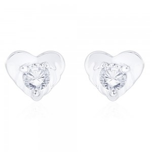925 Sterling Silver CZ Heart Stud Earrings for Women JOCCBER267I-18