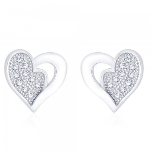 925 Sterling Silver CZ Heart shape earrings for Women JOCCBER271I-03