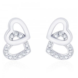 925 Sterling Silver CZ Double Heart earrings for her JOCCBER271I-07