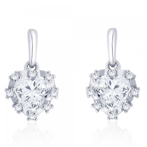 925 Sterling silver CZ Heart Design Drop earrings JOCCBER273I-01