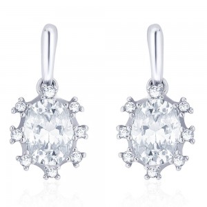925 Sterling silver CZ Oval Shape Design Drop earrings for Women JOCCBER273I-04